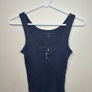 Brandy Melville Dark Blue Buttoned Tank Top